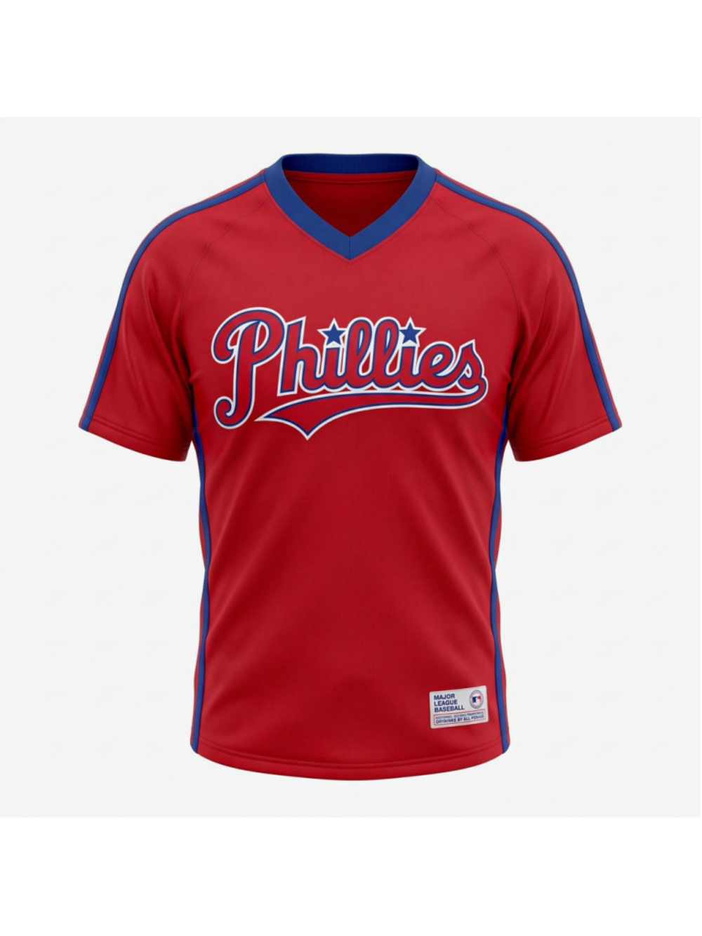 True Fan Philadelphia Phillies MLB Officially Licensed V-Neck Jersey Shirt XL